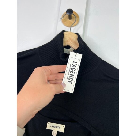 NWT L'agence Kirby Long Sleeve Turtleneck Cut Out Knit Dress Black Size: Medium - Picture 4 of 8